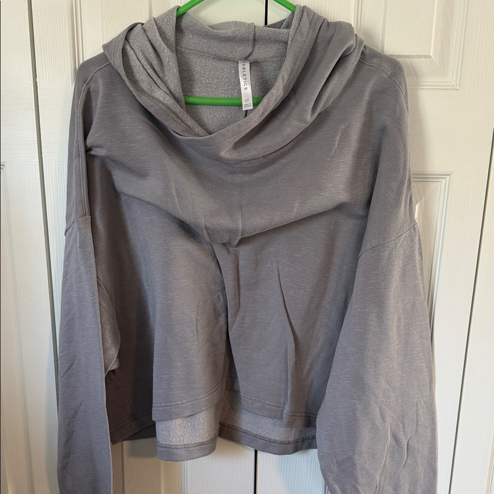 Gray Cowl Neck Long Sleeve Crop